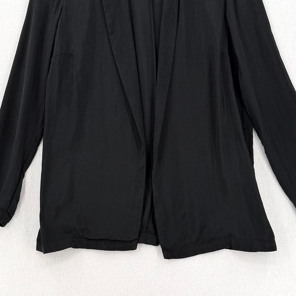 AMERICAN VINTAGE Cupro Open Front Blazer Jacket Women Small Black Lightweight - Picture 8 of 14